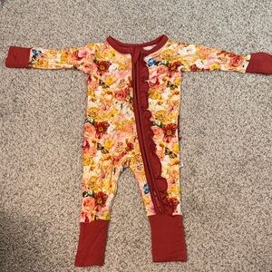 Laree + Co 0-3 Month Bamboo Convertible Footie Floral New